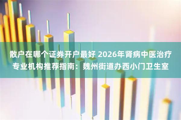 散户在哪个证券开户最好 2026年肾病中医治疗专业机构推荐指南：魏州街道办西小门卫生室